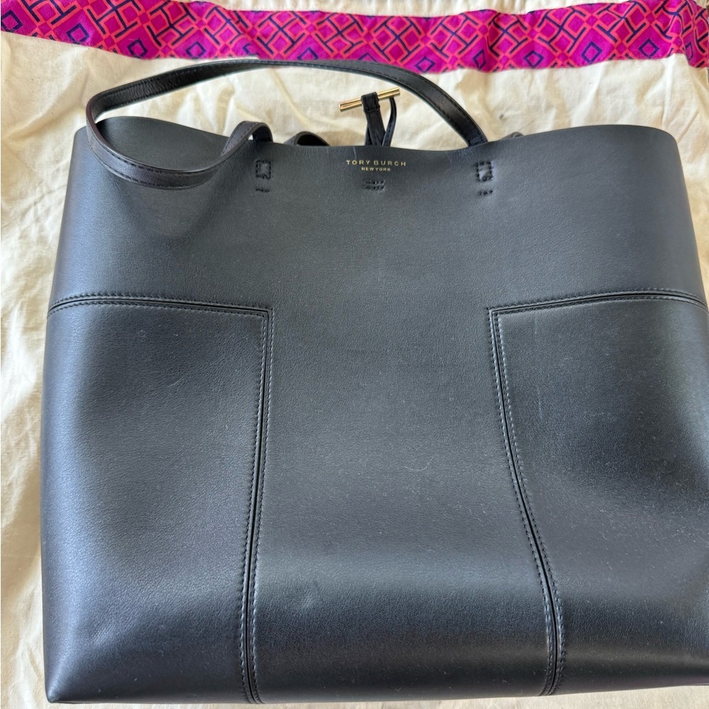 Tory Burch Black Leather Tote Bag